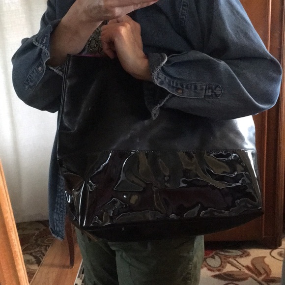 Calvin Klein Black Patent Tote Bag - Picture 4 of 4